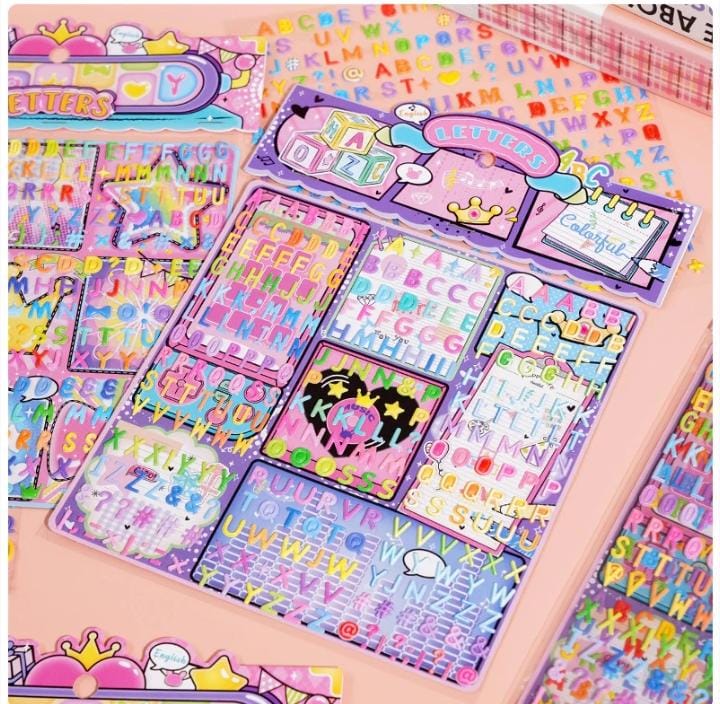 Miso station colorful alphabet letter sticker sheets with various fonts and symbols for DIY journaling and crafts