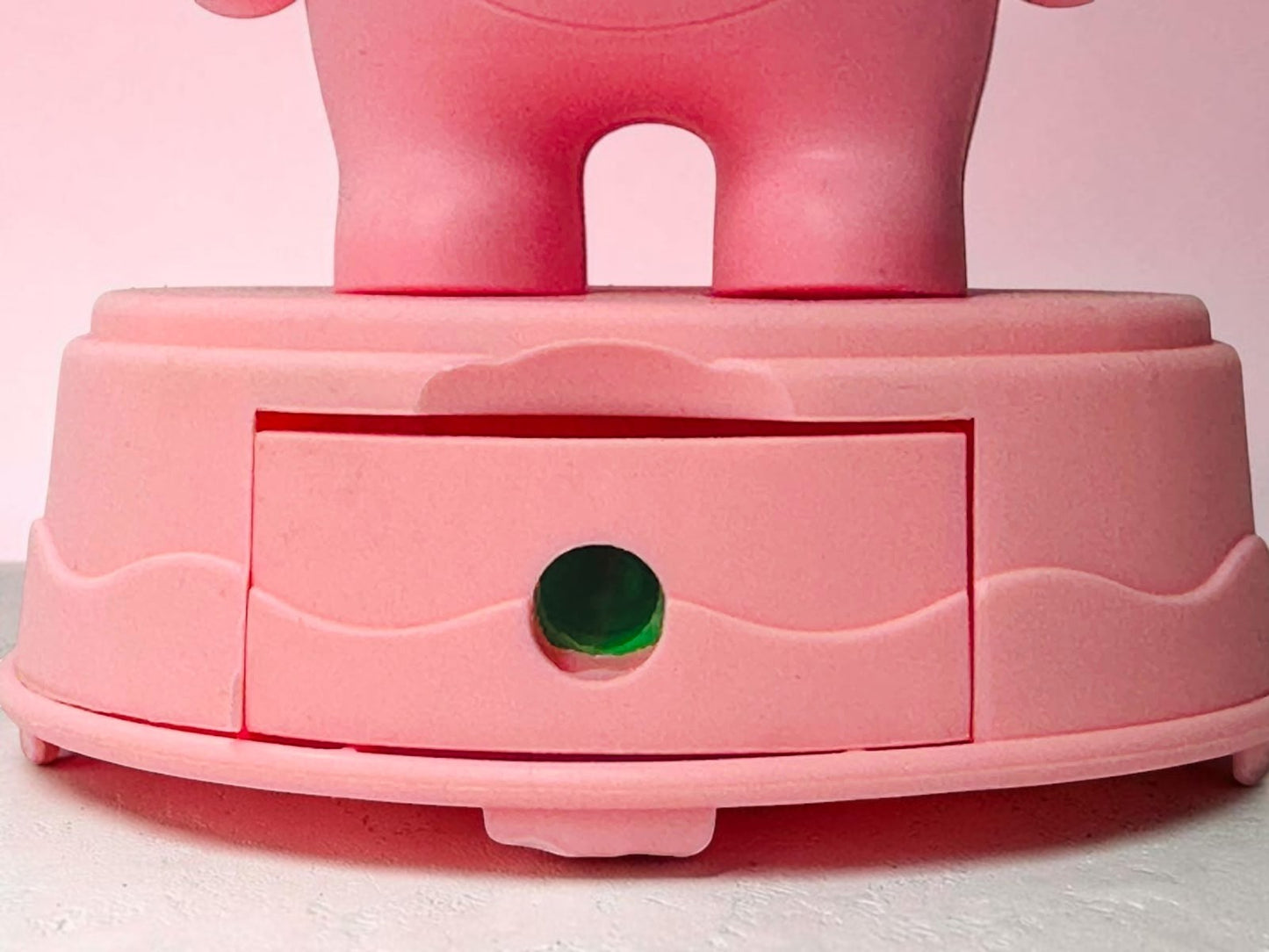 Miso station pink character table lamp base featuring a built-in storage drawer for small desk accessories