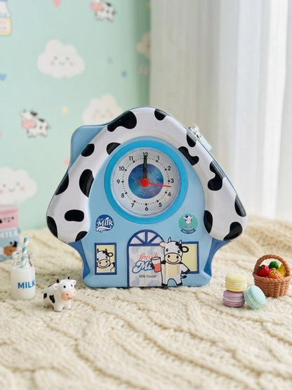 Money bank home with clock