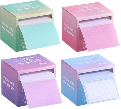 Miso station adhesive note roll dispensers in four gradient colors with pull-out paper sheets for desk organization