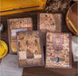 Miso station Ancient Egyptian themed journals with textured covers featuring Tutankhamun, hieroglyphics, and pyramids.