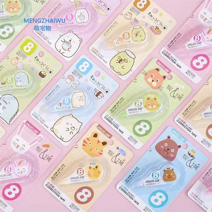 Miso station cute animal character correction tapes in colorful blister packaging for students and stationery lovers