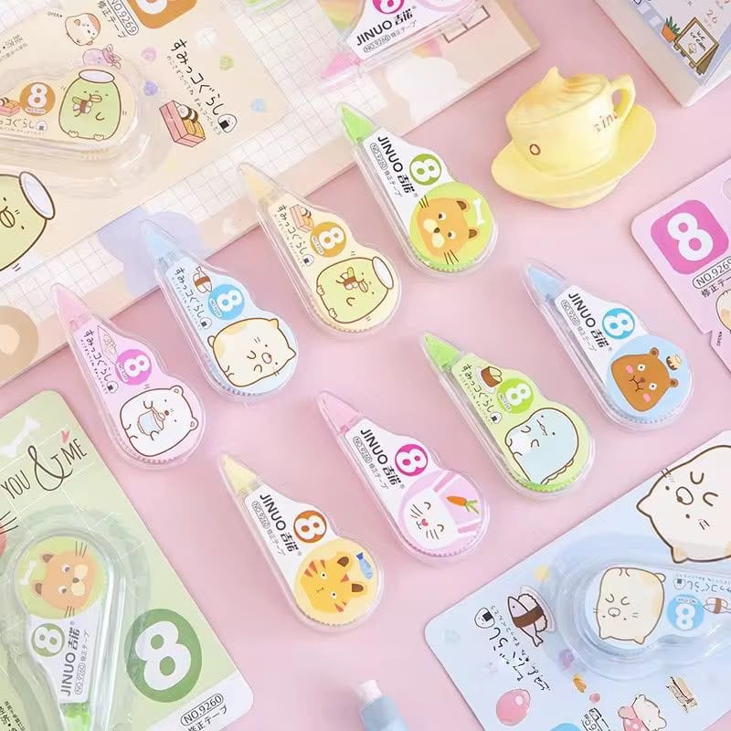Miso station cute animal character correction tape rollers in various pastel colors for school and office stationery.