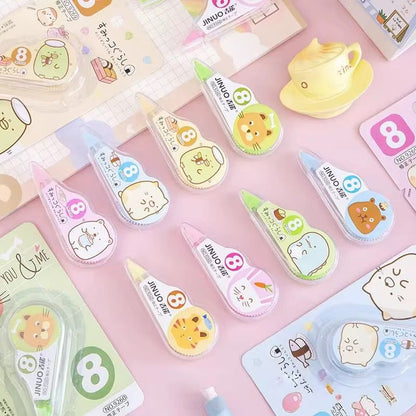 Miso station cute animal character correction tape rollers in various pastel colors for school and office stationery.