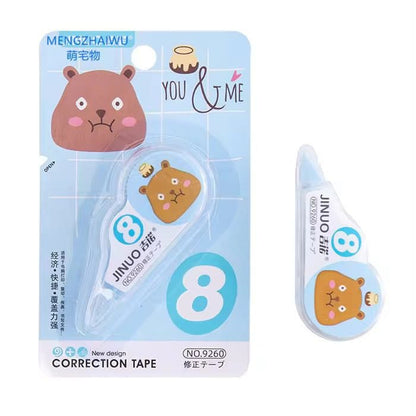 Miso station cute bear character correction tape roller in blue packaging for school and office stationery