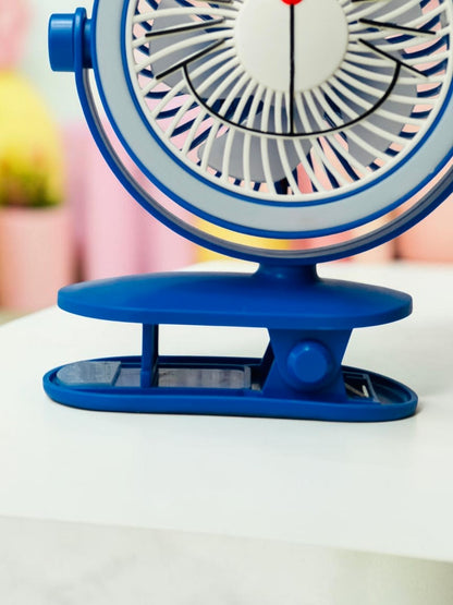 Miso station blue character-themed clip-on desk fan with an adjustable head for portable cooling