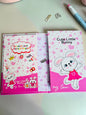 Miso station Cute Little Bunny colouring book set with scratch and reveal pages and pink heart patterns
