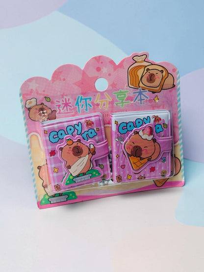 Miso station capybara themed mini notebook set with two pocket journals featuring cute food illustrations