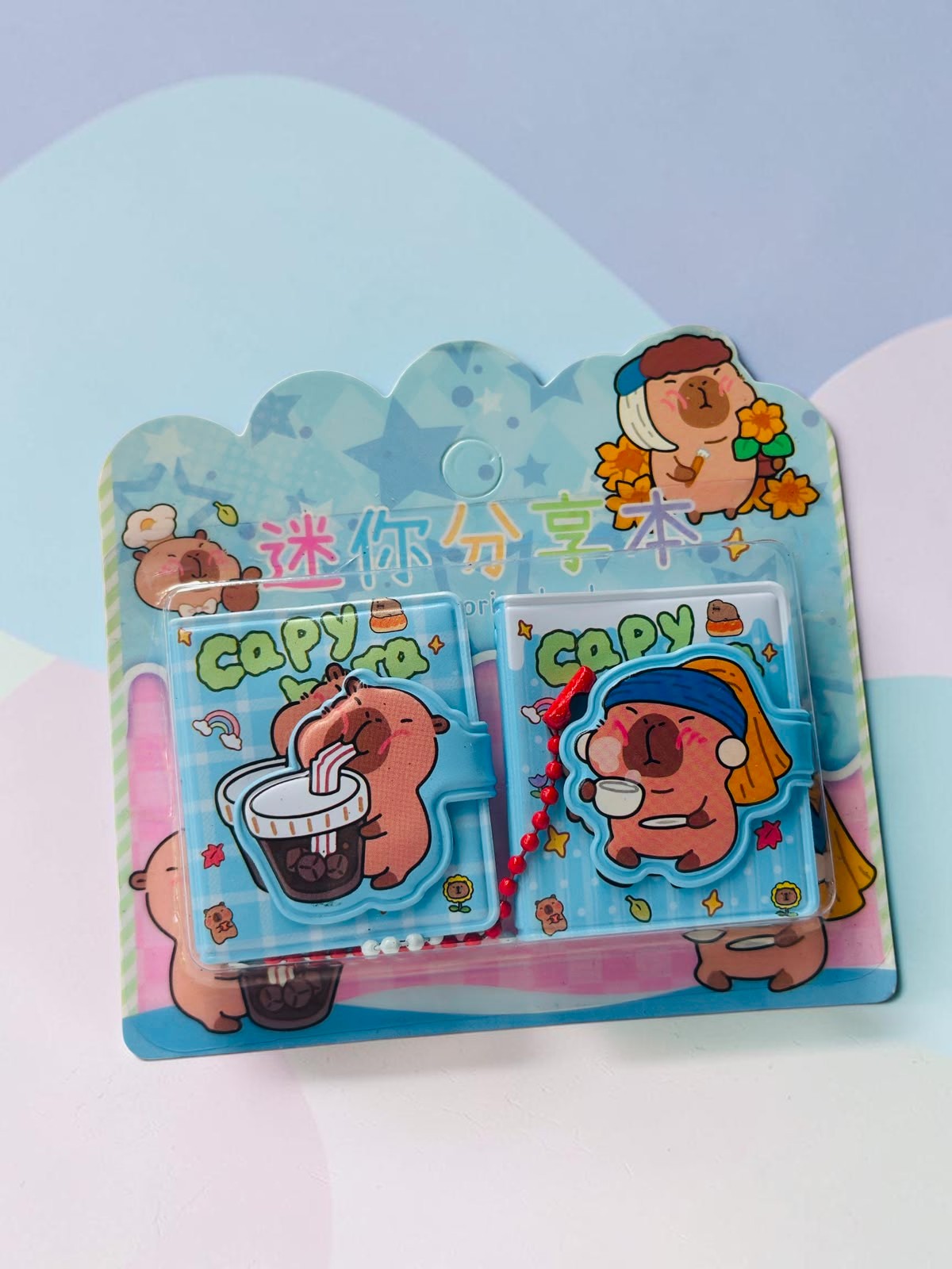 Miso station capybara themed mini notebook set featuring two cute pocket journals with food illustrations