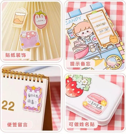 Miso station cartoon adhesive memo note pads featuring cute animal and food designs for planners and journals