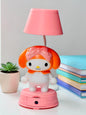 Miso station character desk lamp with a pink shade, orange accents, and a built-in storage drawer base.