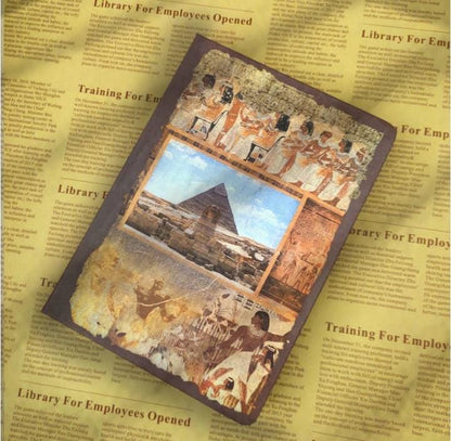 Miso station Ancient Egyptian themed journal featuring a pyramid and pharaoh mask illustration on a textured cover