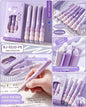 Miso station set of four retractable erasable gel pens in purple and blue with ergonomic grips and 0.5mm fine tips.