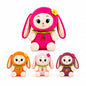 Miso station fruit-themed bunny plush toys in strawberry, orange, peach, and grape designs with floral accents.