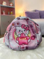 Miso station Hello Kitty mini sling backpack in pink featuring a cute star graphic and smooth zipper closure