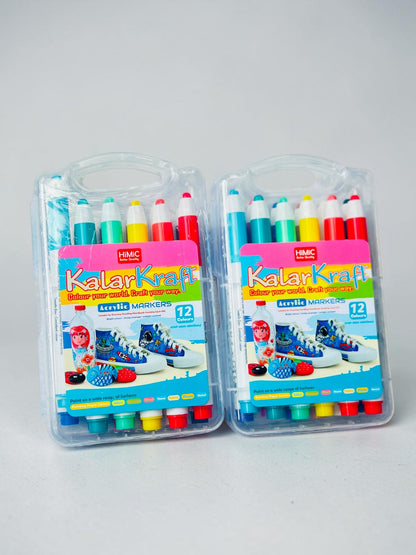 Miso station HiMiC KalarKraft 12-piece acrylic marker pen set in transparent carrying cases for art and DIY projects