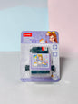Miso station math roller stamp in purple with cute character design and ink refill bottle in retail packaging