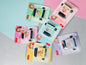 Miso station educational math roller stamps in various pastel colors with cute character designs and ink refills.