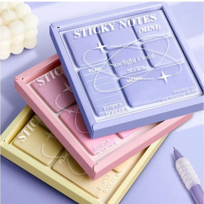 Miso station Starlight Coral Series mini sticky note sets in a palette-style case with soft pastel colors