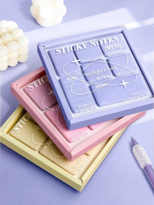 Miso station Starlight Coral Series mini sticky note sets in a palette-style case with soft pastel colors