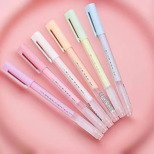 Miso station SHANDS precision adhesive glue pens in a set of six pastel-colored barrels for detailed paper crafting.