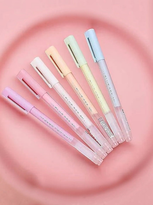 Miso station SHANDS precision adhesive glue pens in a set of six pastel-colored barrels for detailed paper crafting.