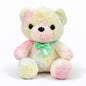 Miso station pastel tie-dye plush teddy bear with soft faux fur and a mint green satin bow
