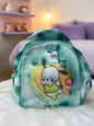 Miso station Pochacco mini sling backpack in light blue with a cute character print and secure zipper closure