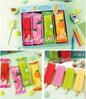 Miso station popsicle shaped rubber erasers in vibrant fruit-themed packaging and individual stick designs.