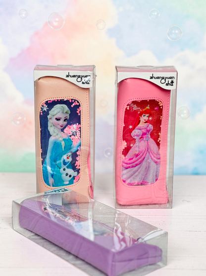 Miso station zhuangyuan sha princess pencil cases with shaker windows filled with sparkling sequins