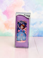 Miso station purple princess character pencil case with a shaker window filled with sparkling pink sequins