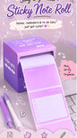 Miso station purple adhesive sticky note roll with desktop dispenser and to-do list paper for desk organization