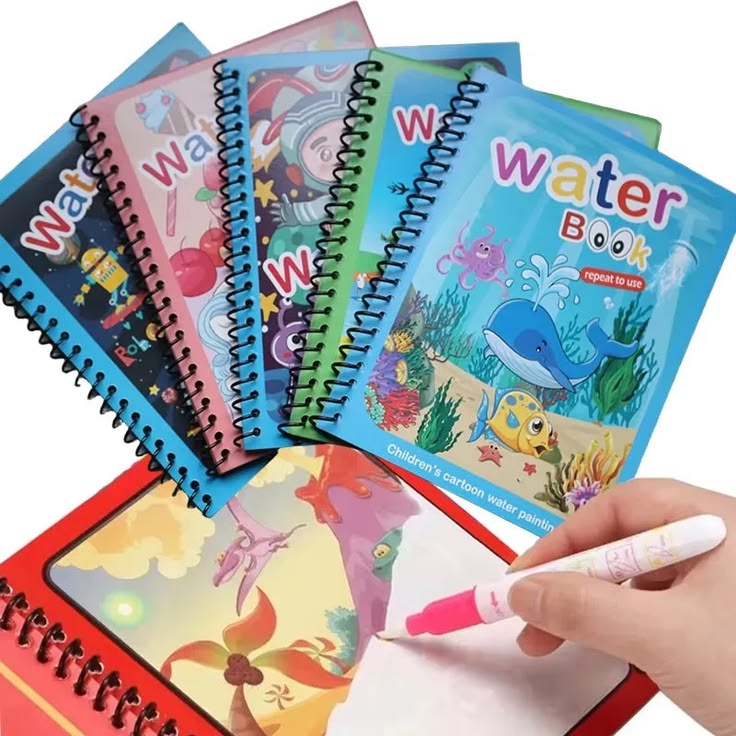 Miso station reusable magic water coloring book set with water-filled pen for mess-free creative play for kids