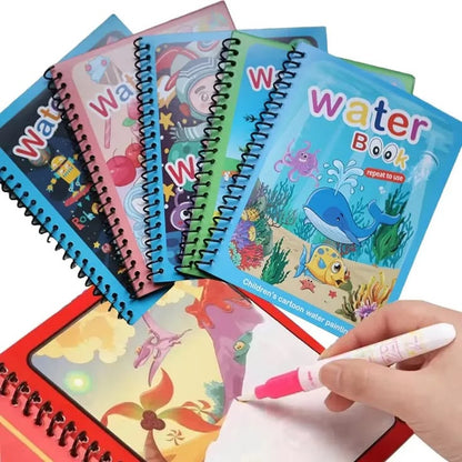 Miso station reusable magic water coloring book set with water-filled pen for mess-free creative play for kids