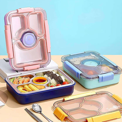 Miso station stainless steel bento lunch boxes with multi-compartment trays and leak-resistant locking lids