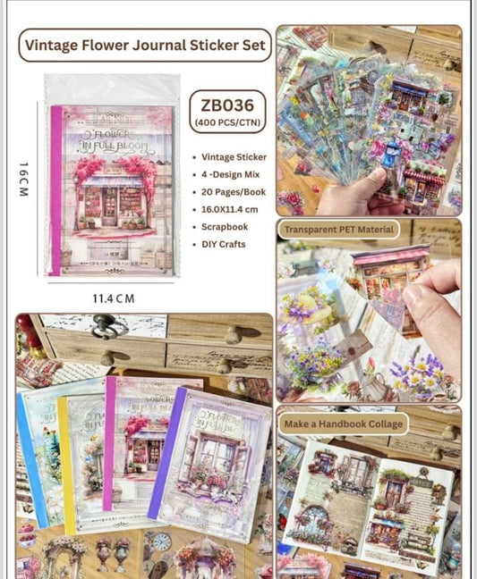 Miso station vintage flower journal sticker set with transparent PET floral designs for scrapbooking and DIY crafts