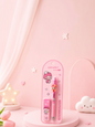 Miso station pink kawaii muppet doll mechanical pencil with refill lead set in cute blister packaging